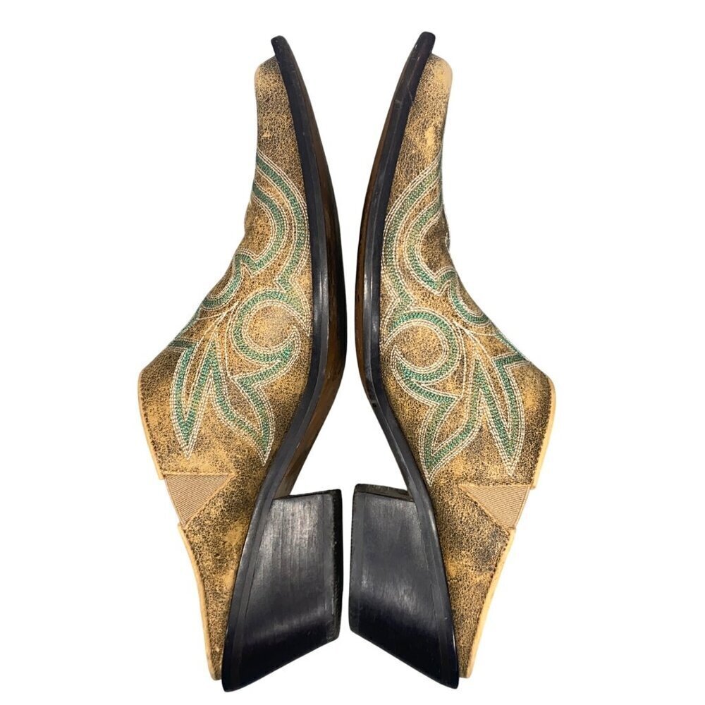 Matisse Western embroidered Mule Slides Distressed Square Toe Block Heel 6.5 - Picture 7 of 12